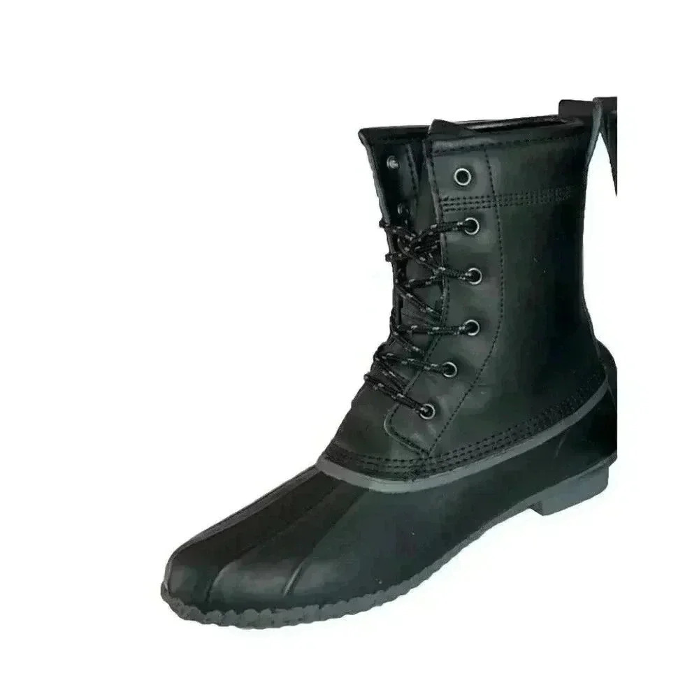 Lands' End Women's Size 9.5 B Duck Rain Boot Black - Picture 2 of 7